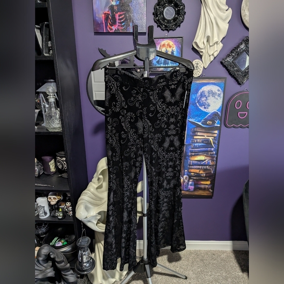 torrid Pants - Torrid Black Velvet Pants with Floral Pattern